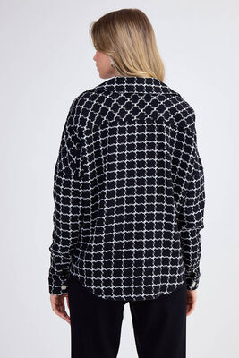 Kapak Cepli Desenli Oversize Gömlek - 5