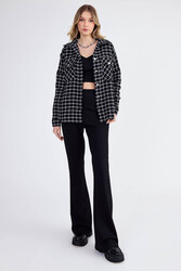 Kapak Cepli Desenli Oversize Gömlek - 2