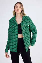 Kapak Cepli Desenli Oversize Gömlek - 13