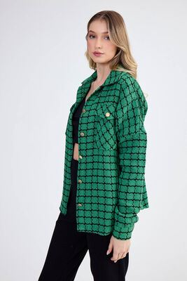 Kapak Cepli Desenli Oversize Gömlek - 15