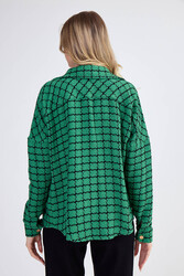 Kapak Cepli Desenli Oversize Gömlek - 17