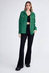 Kapak Cepli Desenli Oversize Gömlek - 14