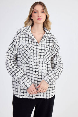 Kapak Cepli Desenli Oversize Gömlek - 18