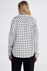 Kapak Cepli Desenli Oversize Gömlek - 22