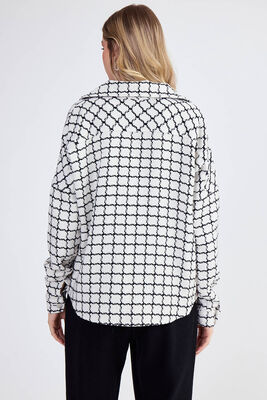 Kapak Cepli Desenli Oversize Gömlek - 22