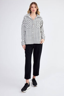 Kapak Cepli Desenli Oversize Gömlek - 19