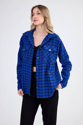 Kapak Cepli Desenli Oversize Gömlek - 25