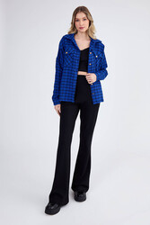 Kapak Cepli Desenli Oversize Gömlek - 24