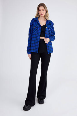 Kapak Cepli Desenli Oversize Gömlek - 24