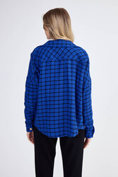 Kapak Cepli Desenli Oversize Gömlek - 27