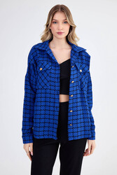 Kapak Cepli Desenli Oversize Gömlek - 23