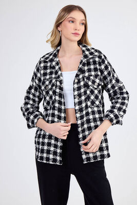 Kapak Cepli Desenli Oversize Gömlek - 28