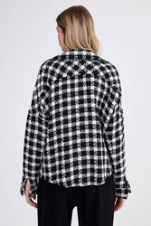 Kapak Cepli Desenli Oversize Gömlek - 31