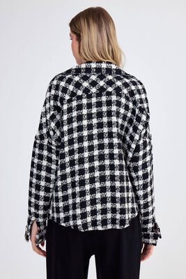 Kapak Cepli Desenli Oversize Gömlek - 31