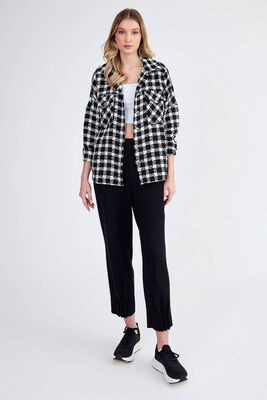 Kapak Cepli Desenli Oversize Gömlek - 29