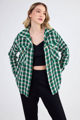 Kapak Cepli Desenli Oversize Gömlek - 34