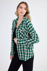 Kapak Cepli Desenli Oversize Gömlek - 35