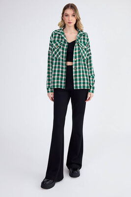 Kapak Cepli Desenli Oversize Gömlek - 33