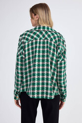 Kapak Cepli Desenli Oversize Gömlek - 36