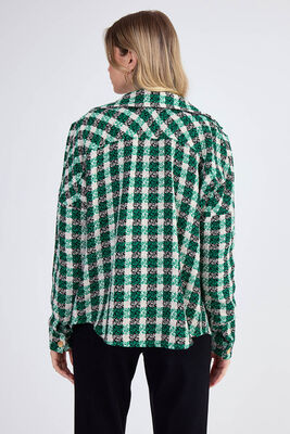 Kapak Cepli Desenli Oversize Gömlek - 36