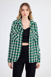 Kapak Cepli Desenli Oversize Gömlek - 32