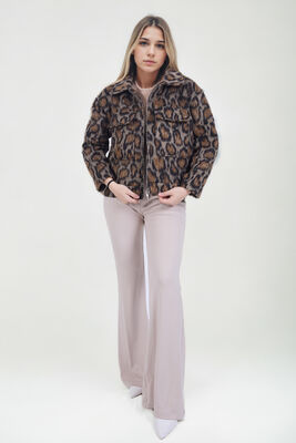 VİTRİN - Kapak Cepli Fermuarlı Leopar Desen Ceket (1)