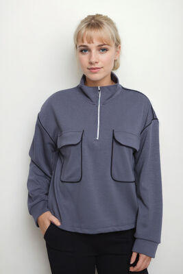 Kapak Cepli Fermuarlı Sweat - Thumbnail (6)