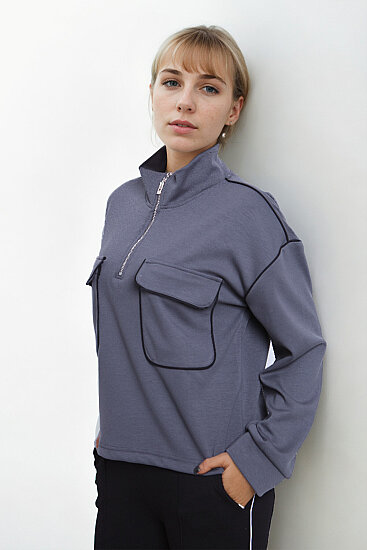 Kapak Cepli Fermuarlı Sweat - 9