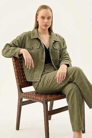 Kapak Cepli Kol Detaylı Crop Gömlek - 9