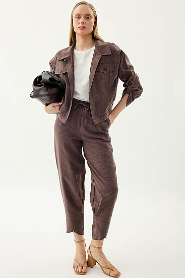 Kapak Cepli Kol Detaylı Crop Gömlek - 22