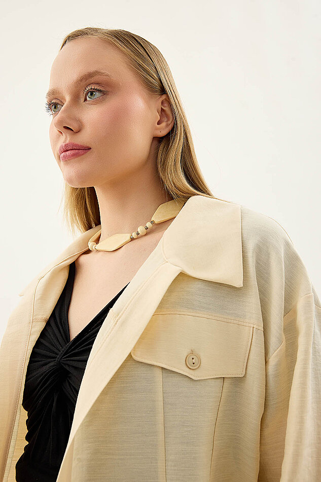 Kapak Cepli Kol Detaylı Crop Gömlek - 30