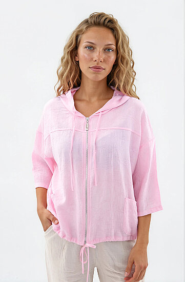 Kapüşonlu Beli Büzgülü Desenli Ceket - 21