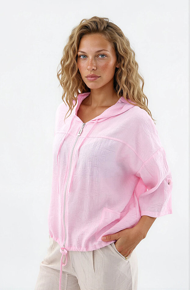 Kapüşonlu Beli Büzgülü Desenli Ceket - 23