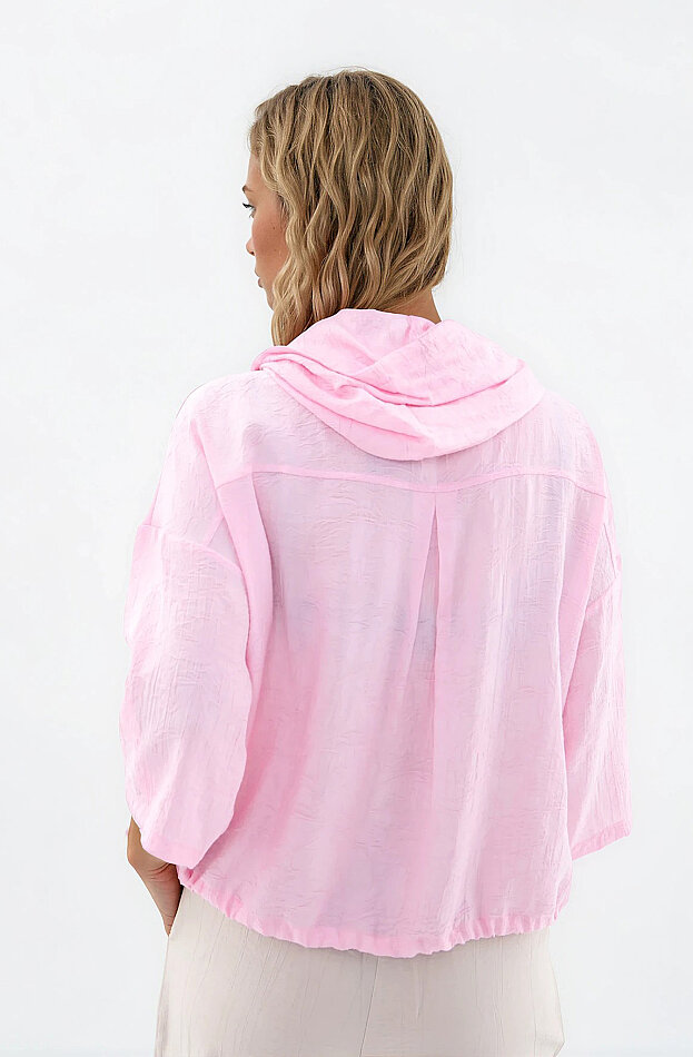 Kapüşonlu Beli Büzgülü Desenli Ceket - 24