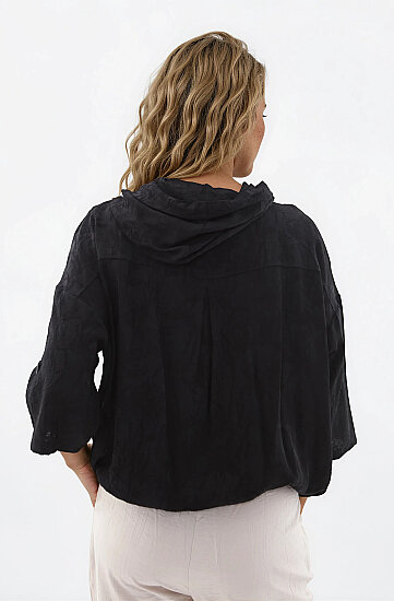 Kapüşonlu Beli Büzgülü Desenli Ceket - 28