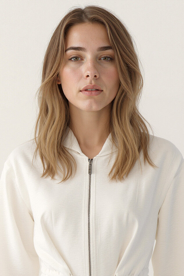 Kapüşonlu Beli Büzgülü Fermuarlı İnce Ceket - 5