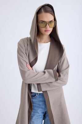 VİTRİN - Kapüşonlu Beli Kuşaklı Kaşe Kaban (1)