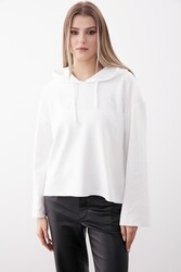 Kapüşonlu Örme Sweatshirt - Thumbnail