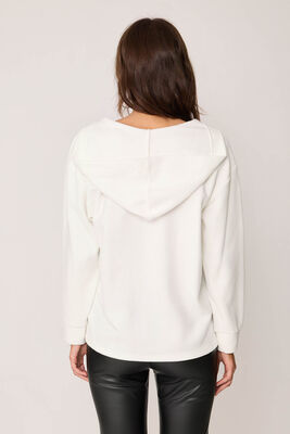 Kapüşonlu V Yaka Örme Sweatshirt - Thumbnail (4)