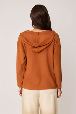 Kapüşonlu V Yaka Örme Sweatshirt - Thumbnail (9)