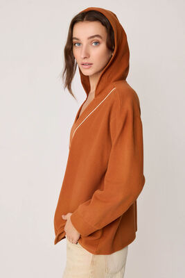 Kapüşonlu V Yaka Örme Sweatshirt - Thumbnail (8)