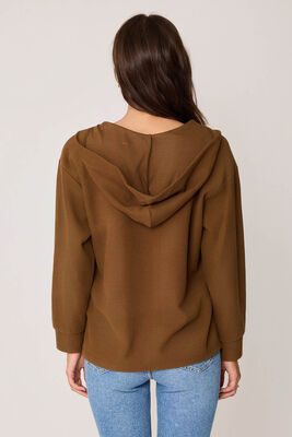 Kapüşonlu V Yaka Örme Sweatshirt - Thumbnail (14)