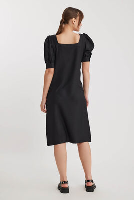 Kare Yaka Önü Düğmeli Kısa Kol Elbise - 5