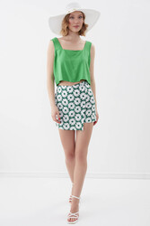 Kare Yaka Sıfır Kol Crop Bluz - 9