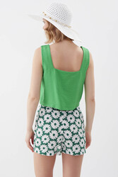 Kare Yaka Sıfır Kol Crop Bluz - 10