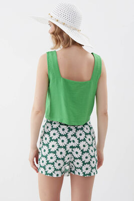 Kare Yaka Sıfır Kol Crop Bluz - 10