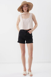 Kare Yaka Sıfır Kol Crop Bluz - 4