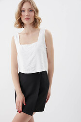 Kare Yaka Sıfır Kol Crop Bluz - 12