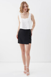 Kare Yaka Sıfır Kol Crop Bluz - 14