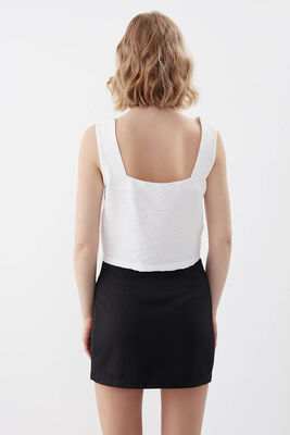 Kare Yaka Sıfır Kol Crop Bluz - 15